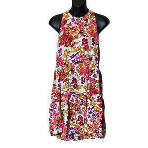 Natural life women’s large Halle floral halter dress vibrant tiered flawed